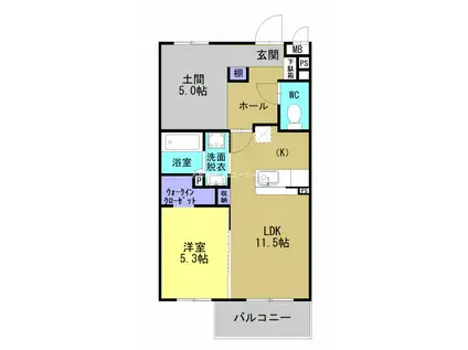 MAISON DE TETOII(1SLDK/1階)の間取り写真