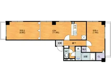 DNKMSAパートIビル(2LDK/5階)の間取り写真