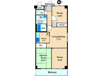 ドエルみよし(3LDK/1階)の間取り写真