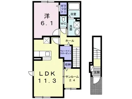 アルバーダ(1LDK/2階)の間取り写真