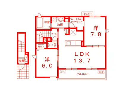 INISHIE鎌倉(2LDK/2階)の間取り写真