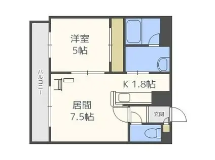 エスカーダ南8条(1DK/7階)の間取り写真