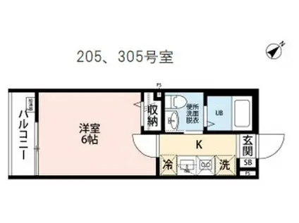 アルシエ船橋(1K/3階)の間取り写真