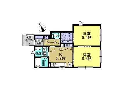 ヴィア コート(2K/1階)の間取り写真