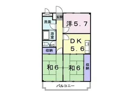 ファミーユII(3DK/4階)の間取り写真