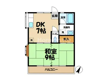 第二煤ヶ谷ハイツ(1DK/2階)の間取り写真