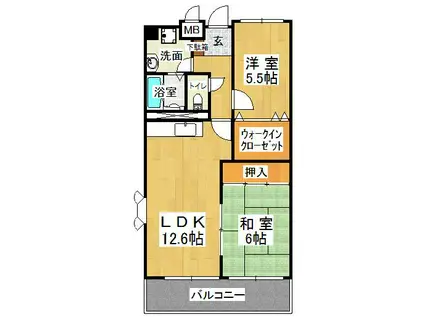 ファミールハイツ(2LDK/2階)の間取り写真