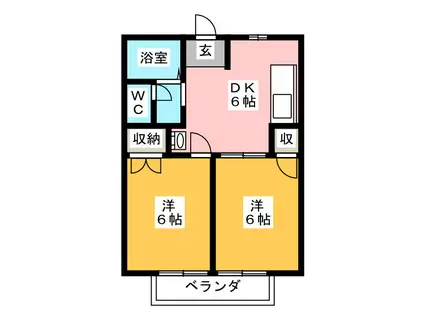 エクセルサンスメール(2DK/1階)の間取り写真