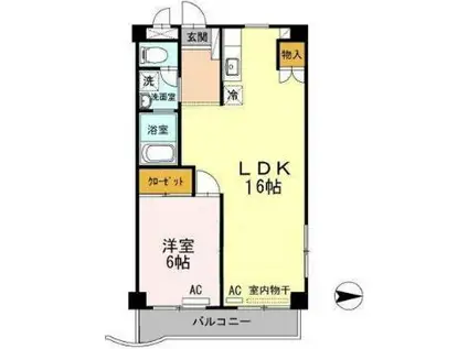 ローゼ宮尾(1LDK/4階)の間取り写真