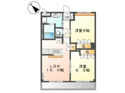 フリーデン(2LDK/2階)の間取り写真