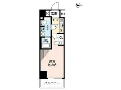 プレール・ドゥーク森下III(1K/6階)の間取り写真