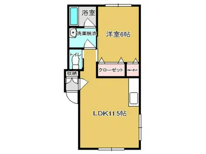 メゾングリンパール(1LDK/2階)の間取り写真