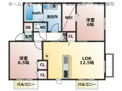 クレールK(2LDK/1階)の間取り写真