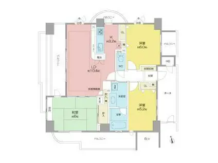 ローレルコート志賀本通(3LDK/3階)の間取り写真