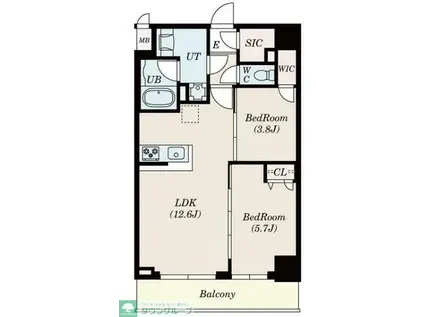 ALIVIS一之江(1K/4階)の間取り写真