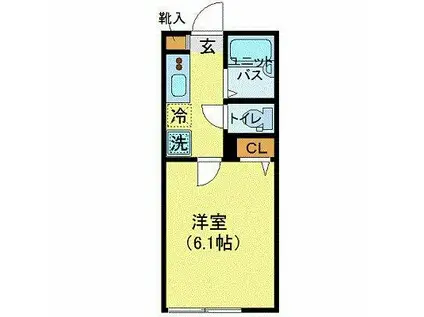 フェリーチェ洗足池(1K/2階)の間取り写真