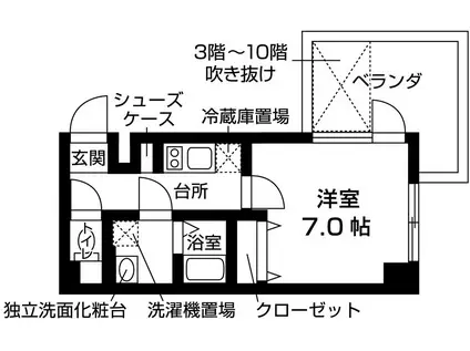 トレジャーマンションIII(1K/4階)の間取り写真