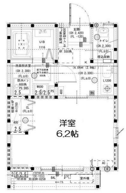 グランソフィア蕨(1K/2階)の間取り写真