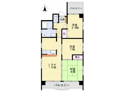第一アリメントビル(3LDK/5階)の間取り写真