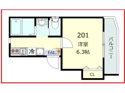 ジーフラップ東四つ木(1K/2階)の間取り写真