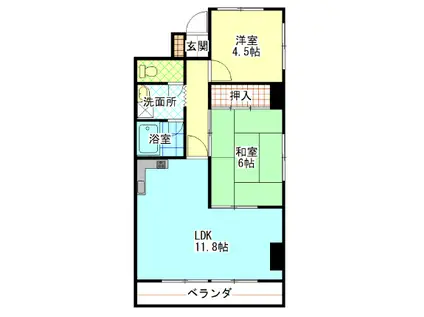 センチュリーコート紀ノ川(2LDK/1階)の間取り写真