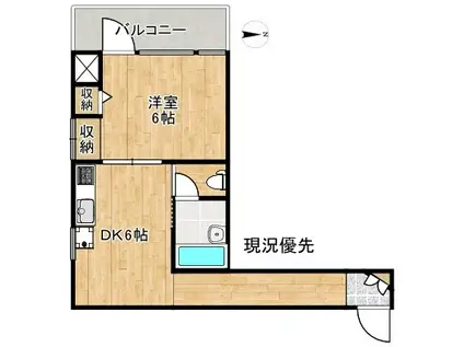 カサローゼ宍道湖(1DK/2階)の間取り写真