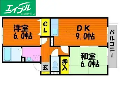 アリッサム21 B棟(2DK/2階)の間取り写真