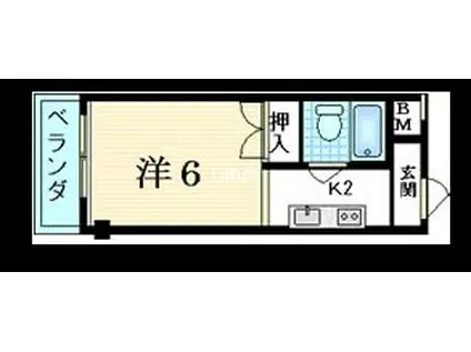 山田ビル(1K/2階)の間取り写真