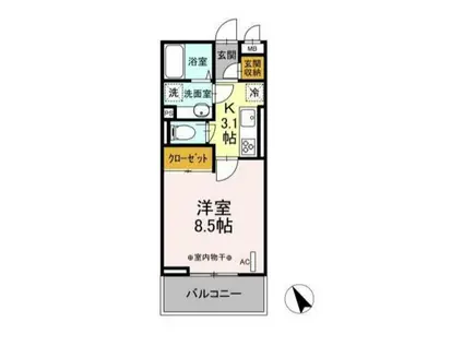 GRAND STATUON宮上I(1K/1階)の間取り写真