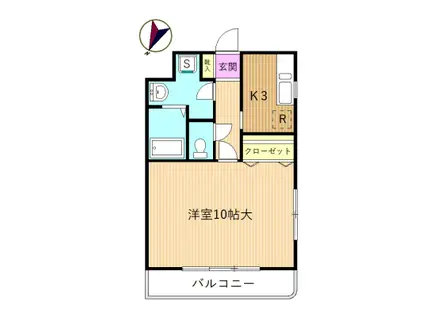 クレスト(1K/1階)の間取り写真