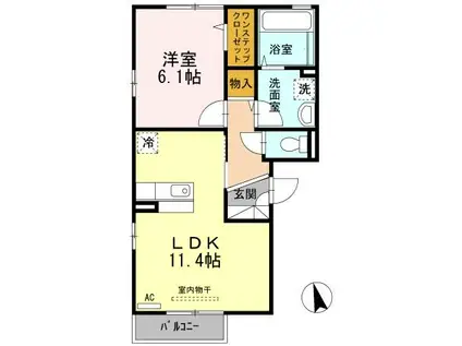 グロリアス(1LDK/2階)の間取り写真