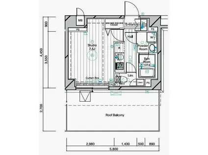 メインステージ二子多摩川(1K/5階)の間取り写真