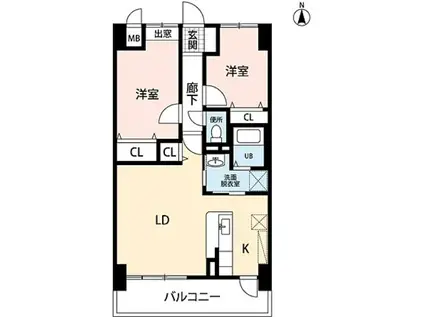 エスポワール辻III(2LDK/3階)の間取り写真