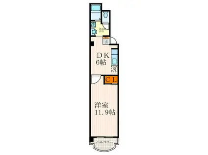 ケイズガーデン四条(1DK/2階)の間取り写真
