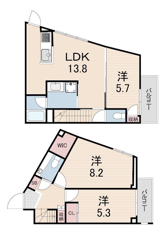 RA-ASHIYA(3LDK/3階)の間取り写真