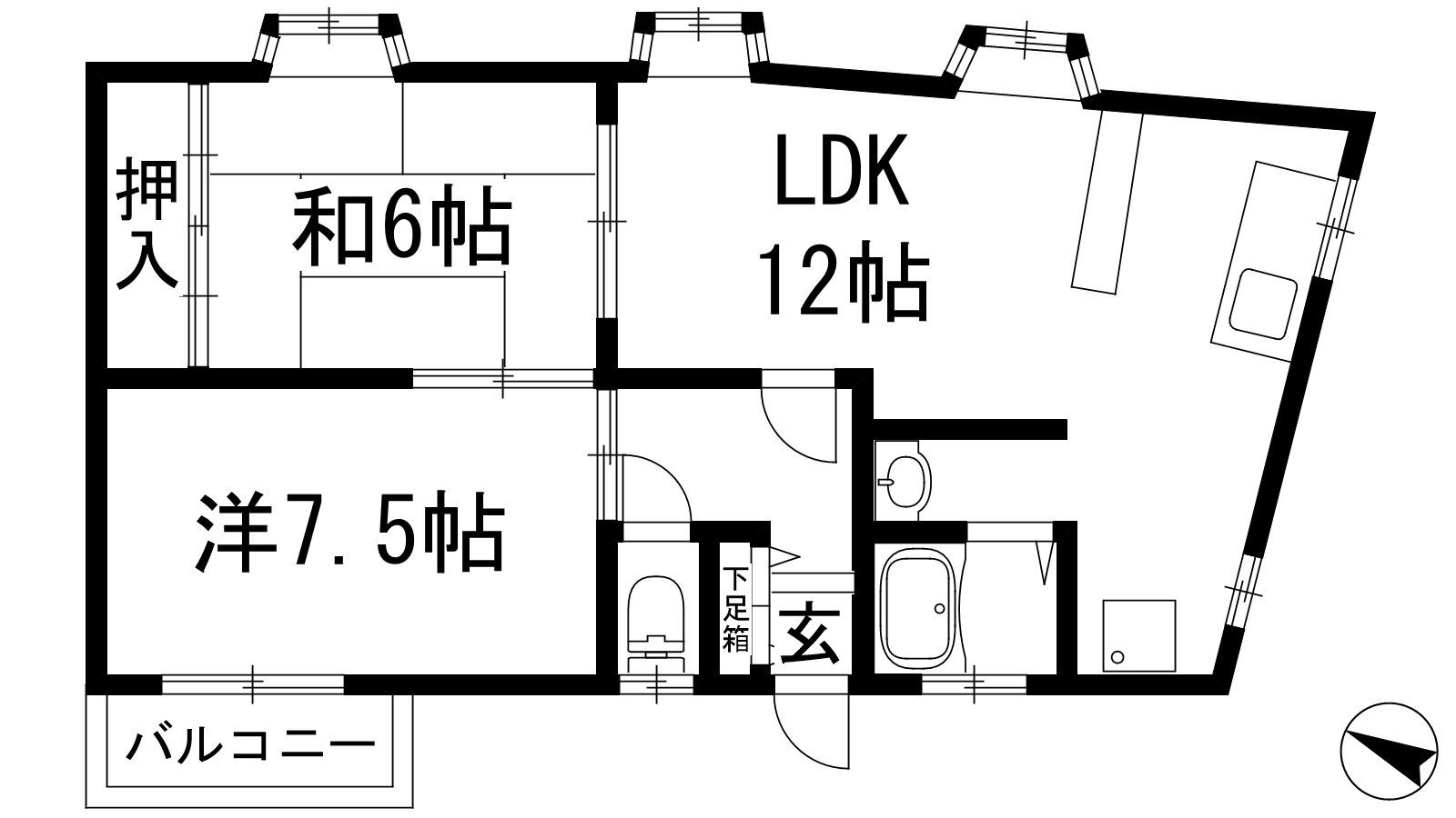 東洋ビル(2LDK/3階)の間取り写真