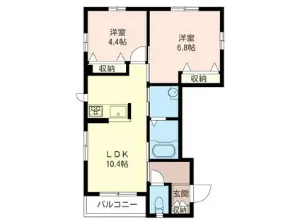 オルテンシア(2LDK/1階)の間取り写真