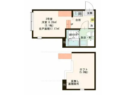 プランドールR五反野(ワンルーム/1階)の間取り写真