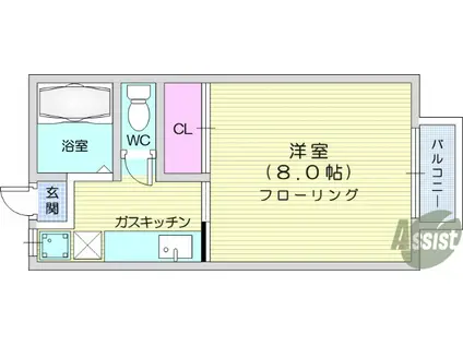 コーポモクレン(1K/1階)の間取り写真