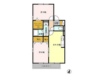 サンパティー・I北(2DK/2階)の間取り写真