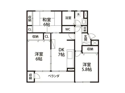 第一サンハイツ木町(3DK/2階)の間取り写真