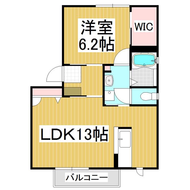 ソレーユ上原B(1LDK/1階)の間取り写真