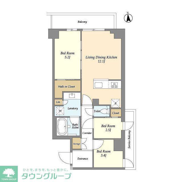 コンフォリア竹ノ塚イースト(3LDK/9階)の間取り写真