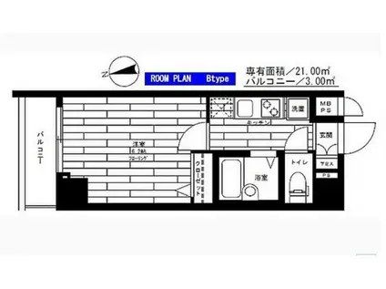 ステージグランデ高輪(1K/6階)の間取り写真