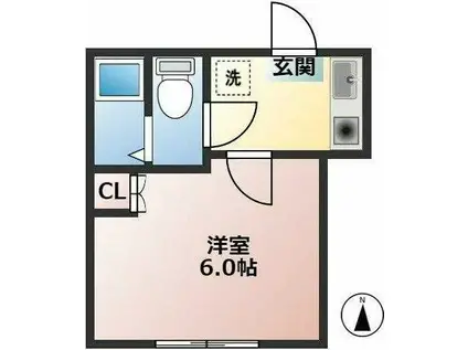 クロックヒル(1K/2階)の間取り写真