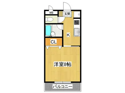 サンハイツつくばね(1K/4階)の間取り写真