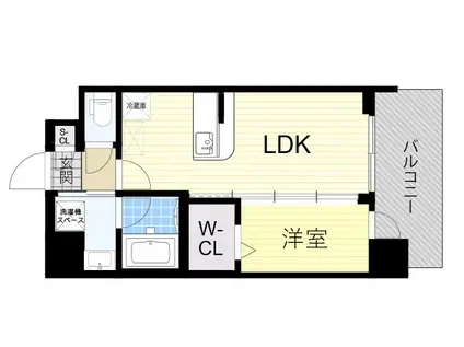 エステムコート難波ウエスト-SIDE8エクシーナ(1LDK/8階)の間取り写真