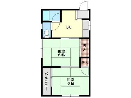 シャトルハリマ(2DK/4階)の間取り写真