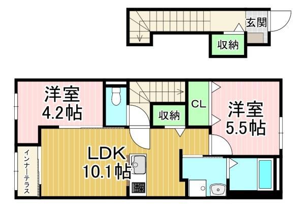 リントゥコト(2LDK/2階)の間取り写真
