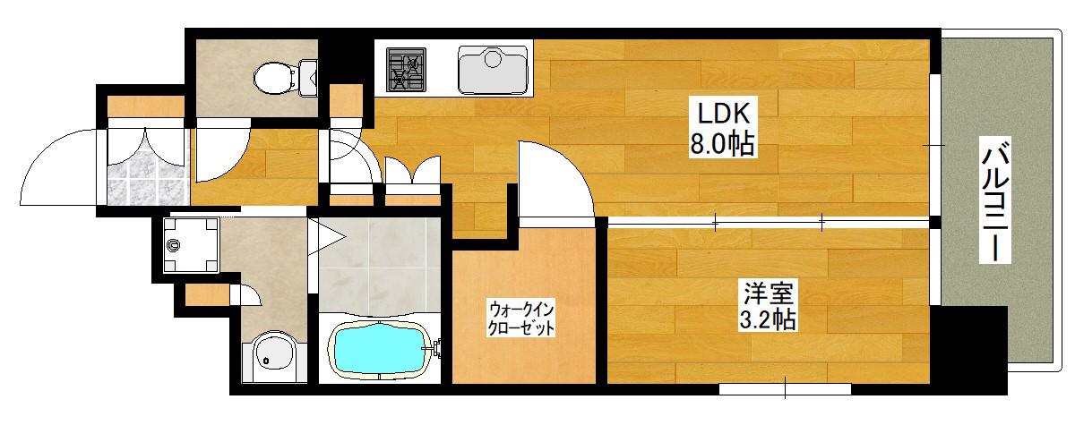 コンフォリア江坂江の木町Q(1LDK/6階)の間取り写真